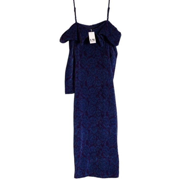 Hilary Macmillan Womens Cuff Sweater Dress Sz XS Blue Purple Off the Shoulder - Picture 4 of 10